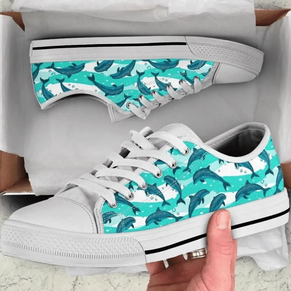 Dolphins Low Top Shoes Sneaker, Animal Print Canvas Shoes, Print On Canvas Shoes