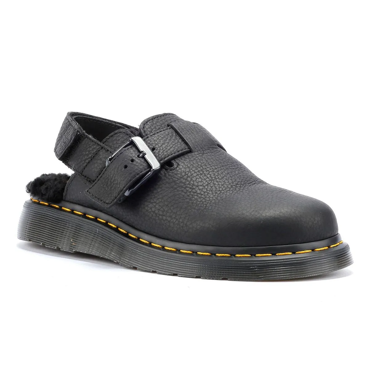 Dr. Martens Jorge II Fur Lined Leather Black Sandals