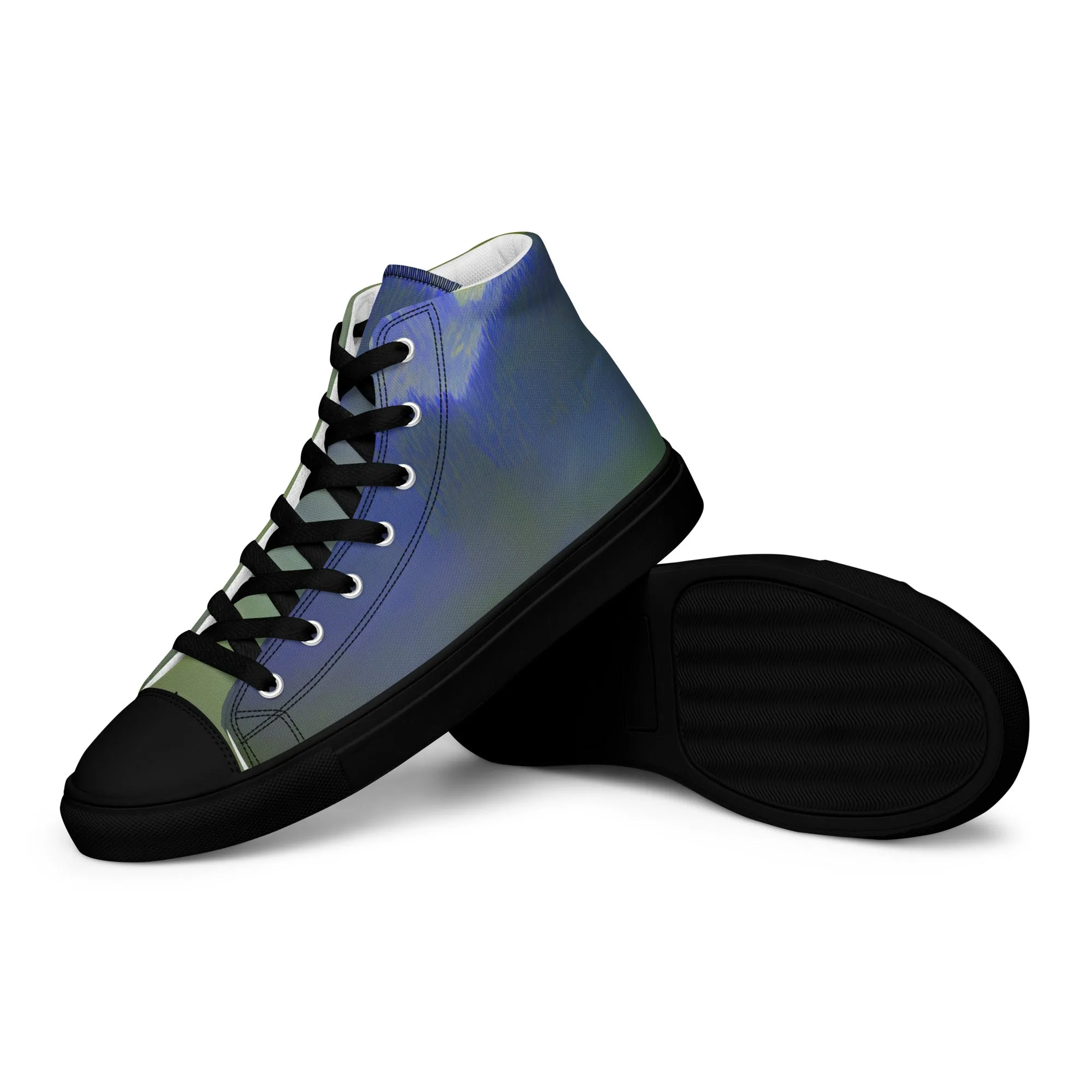 Elevate Your Style with Our Teal Abstract Men's High Top Shoes - Shop Now!