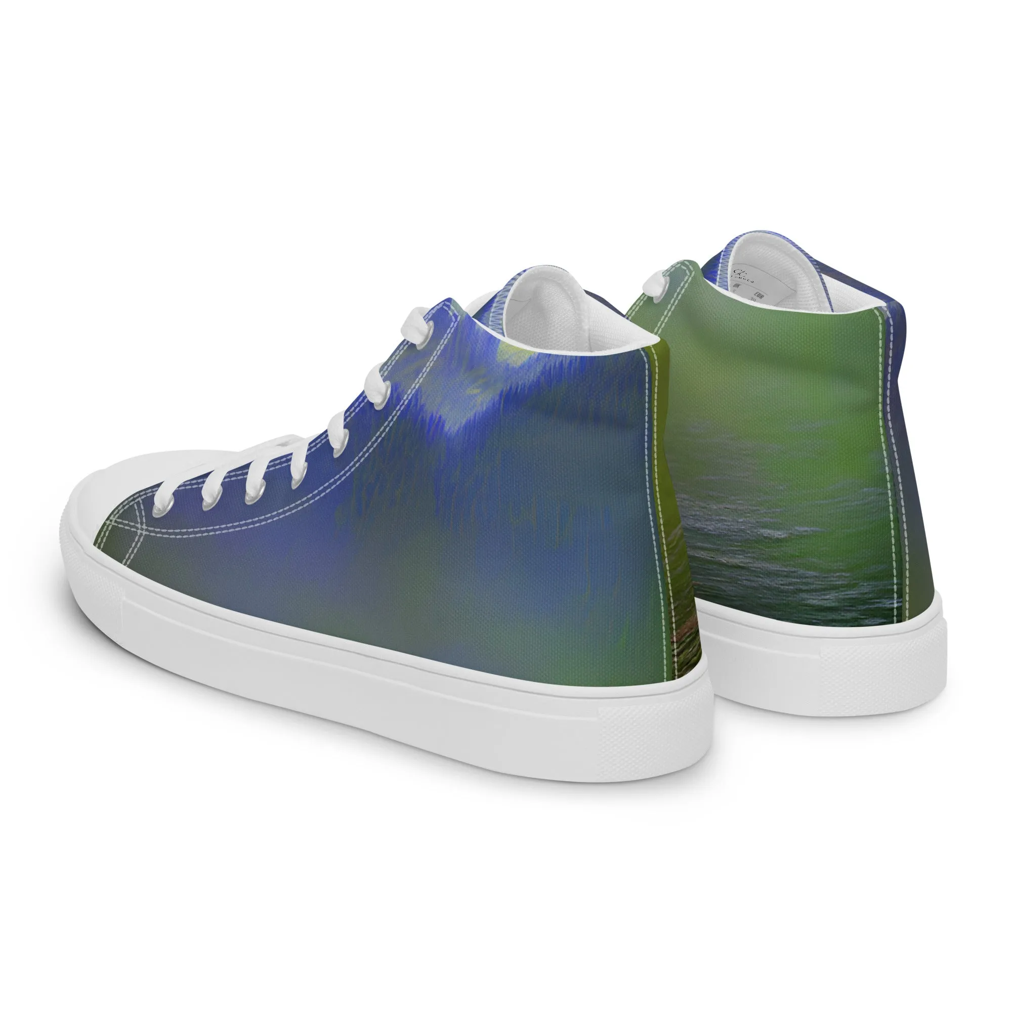 Elevate Your Style with Our Teal Abstract Men's High Top Shoes - Shop Now!