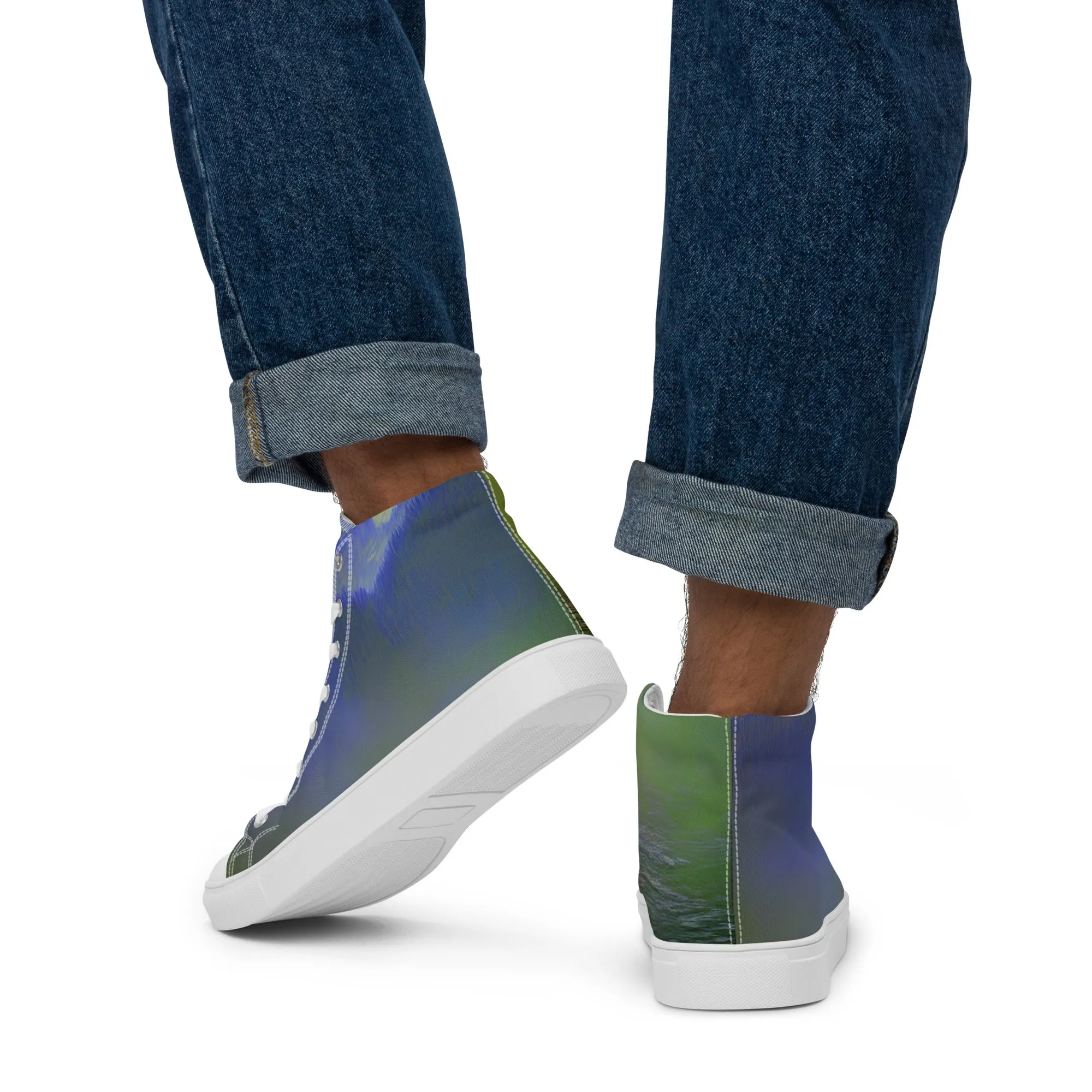 Elevate Your Style with Our Teal Abstract Men's High Top Shoes - Shop Now!