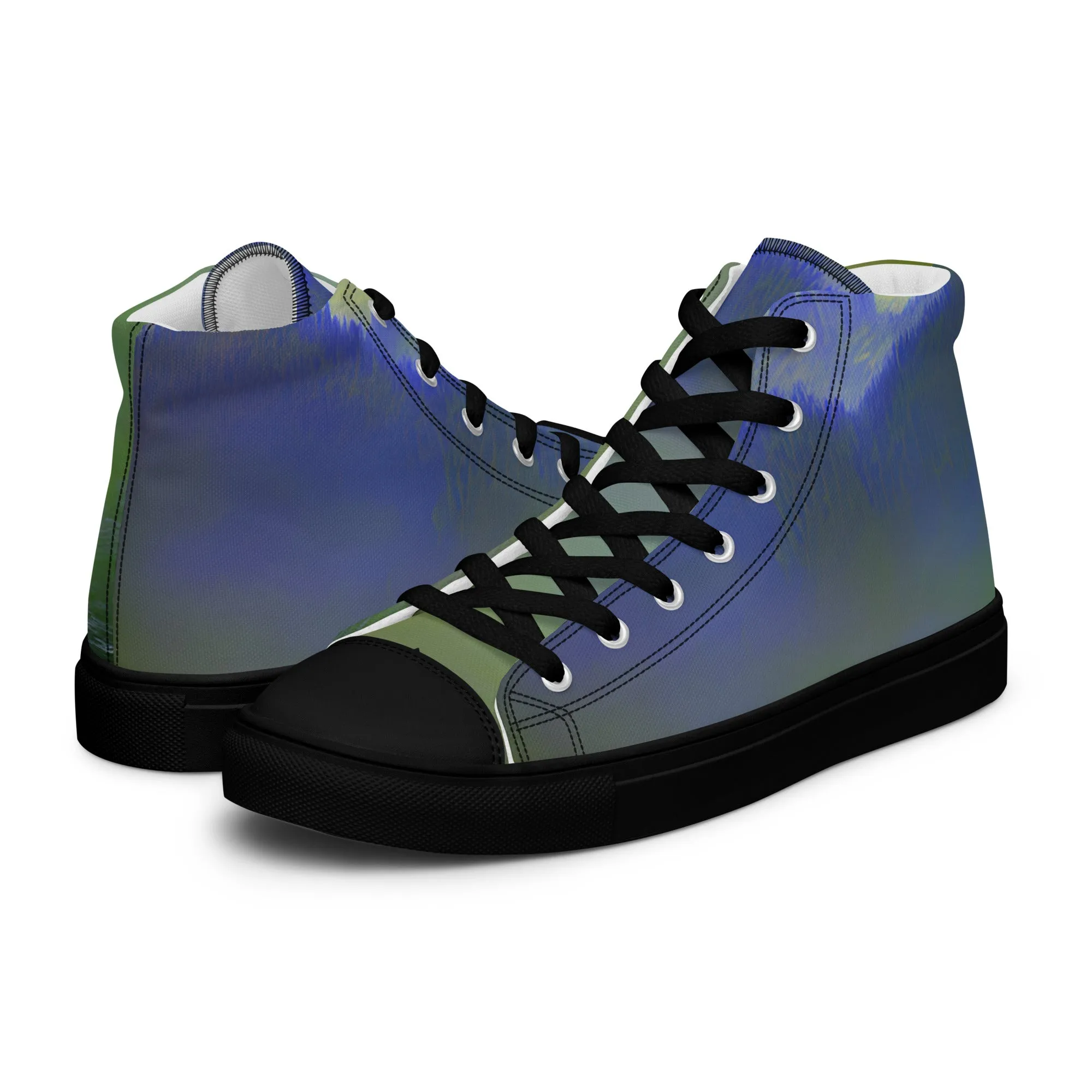 Elevate Your Style with Our Teal Abstract Men's High Top Shoes - Shop Now!