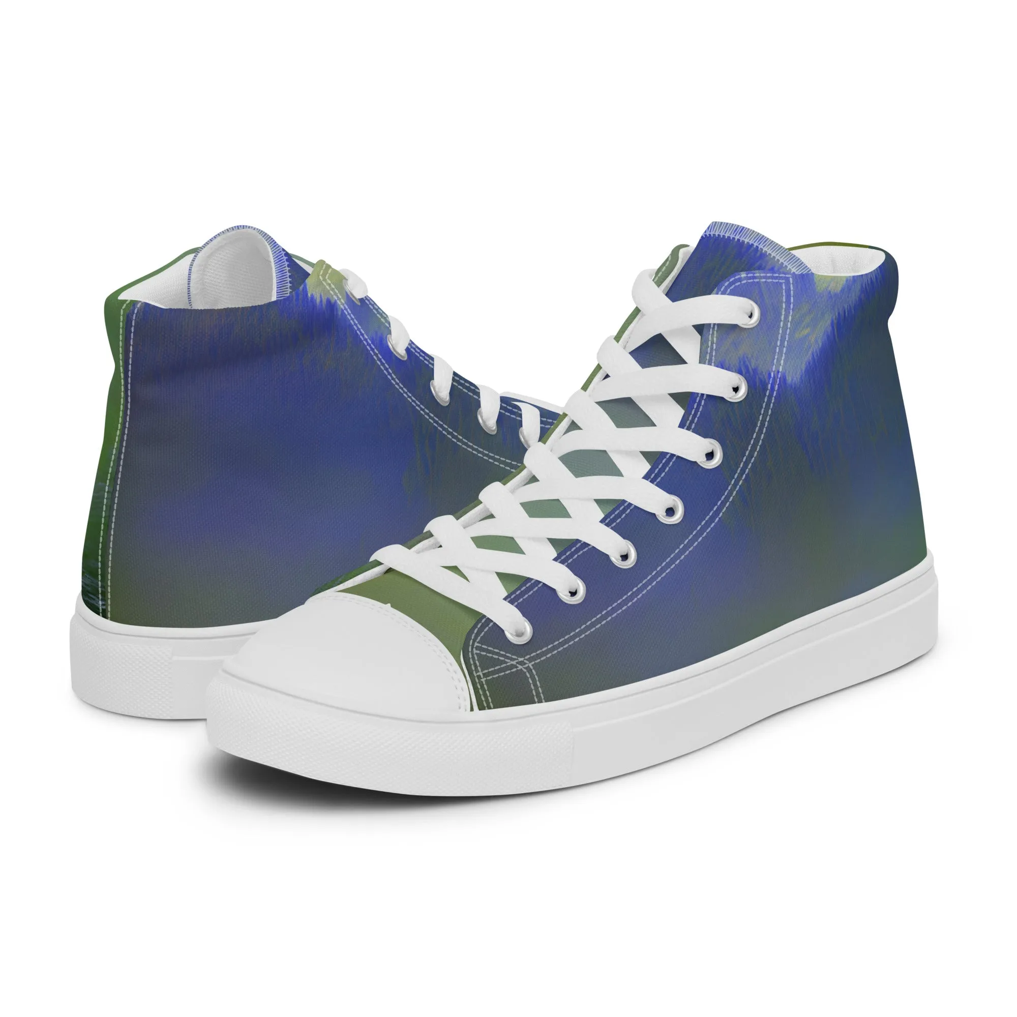 Elevate Your Style with Our Teal Abstract Men's High Top Shoes - Shop Now!