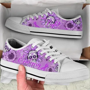 Epilepsy Shoes Skull Flower Low Top Shoes, Best Canvas Shoes, Low Top Sneaker