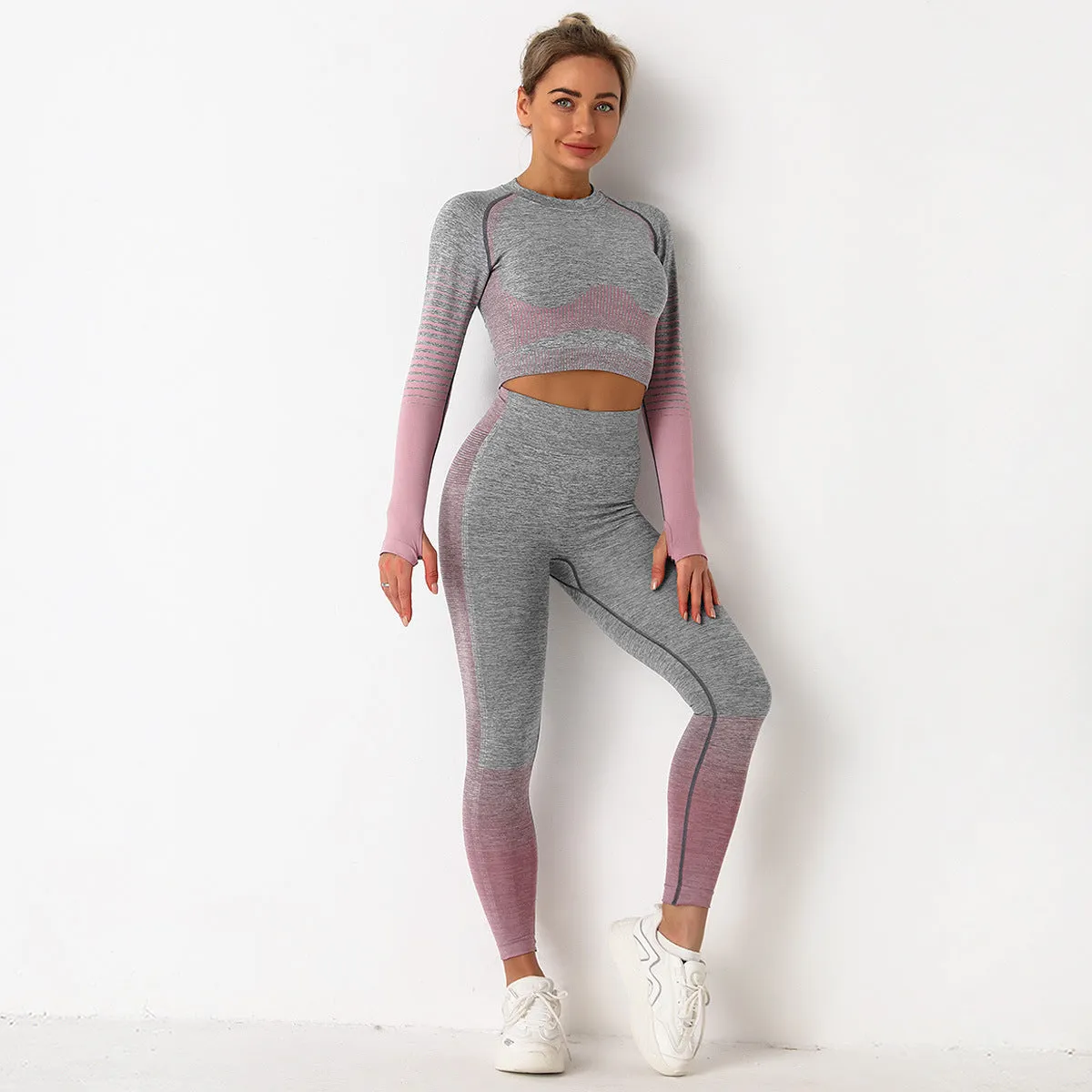 European and American Seamless Yoga Suit Women's Knitted Hip Lifting High Elasticity Workout Pants Exercise Yoga Clothes