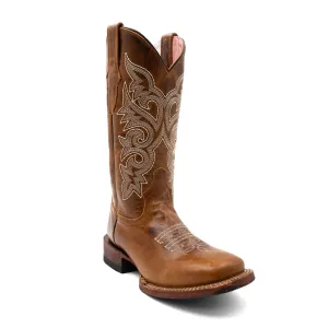 Ferrini Womens Mae Square Toe Brown Leather 12in Cowboy Boots