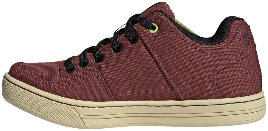 Five Ten Five Ten Freerider Canvas Flat Shoe - Women's, Quiet Crimson/Core Black/Pulse Lime