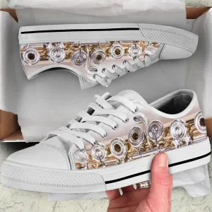 Flute Shortcut Low Top Music Shoes, Canvas Shoes Design, Low Top Sneaker