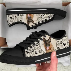 German Shepherd Dog Pattern Brown Canvas Low Top Shoes - Low Top Shoes Mens, Women, Dog Printed Shoes, Canvas Shoes For Men, Women