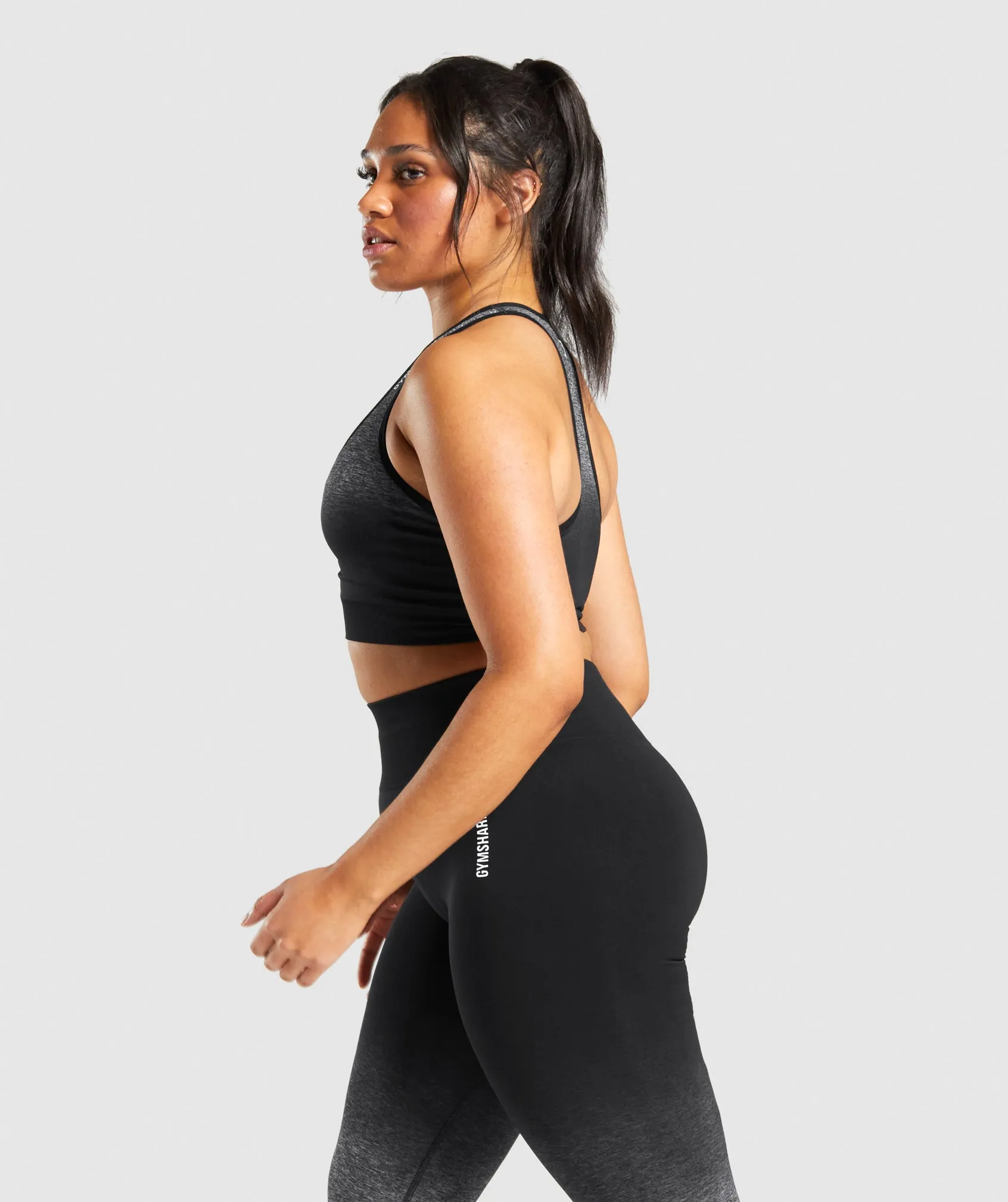 Gymshark Adapt Ombre Seamless Sports Bra - Black/Black Marl