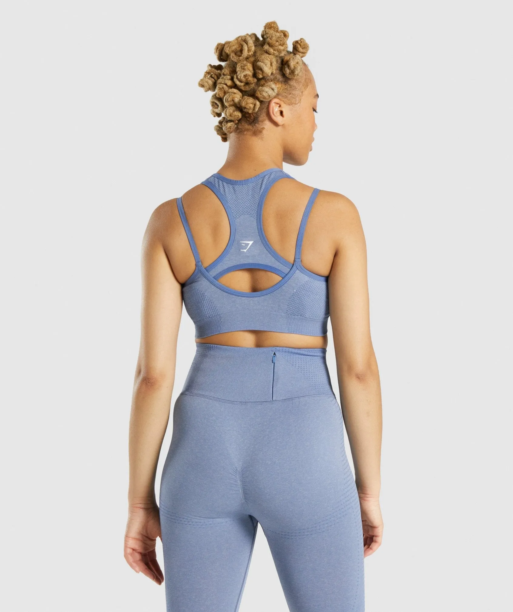 Gymshark Vital Rise Seamless Sports Bra - Blue Marl