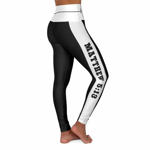 High Waisted Yoga Leggings, Black And White Salt Of The Earth