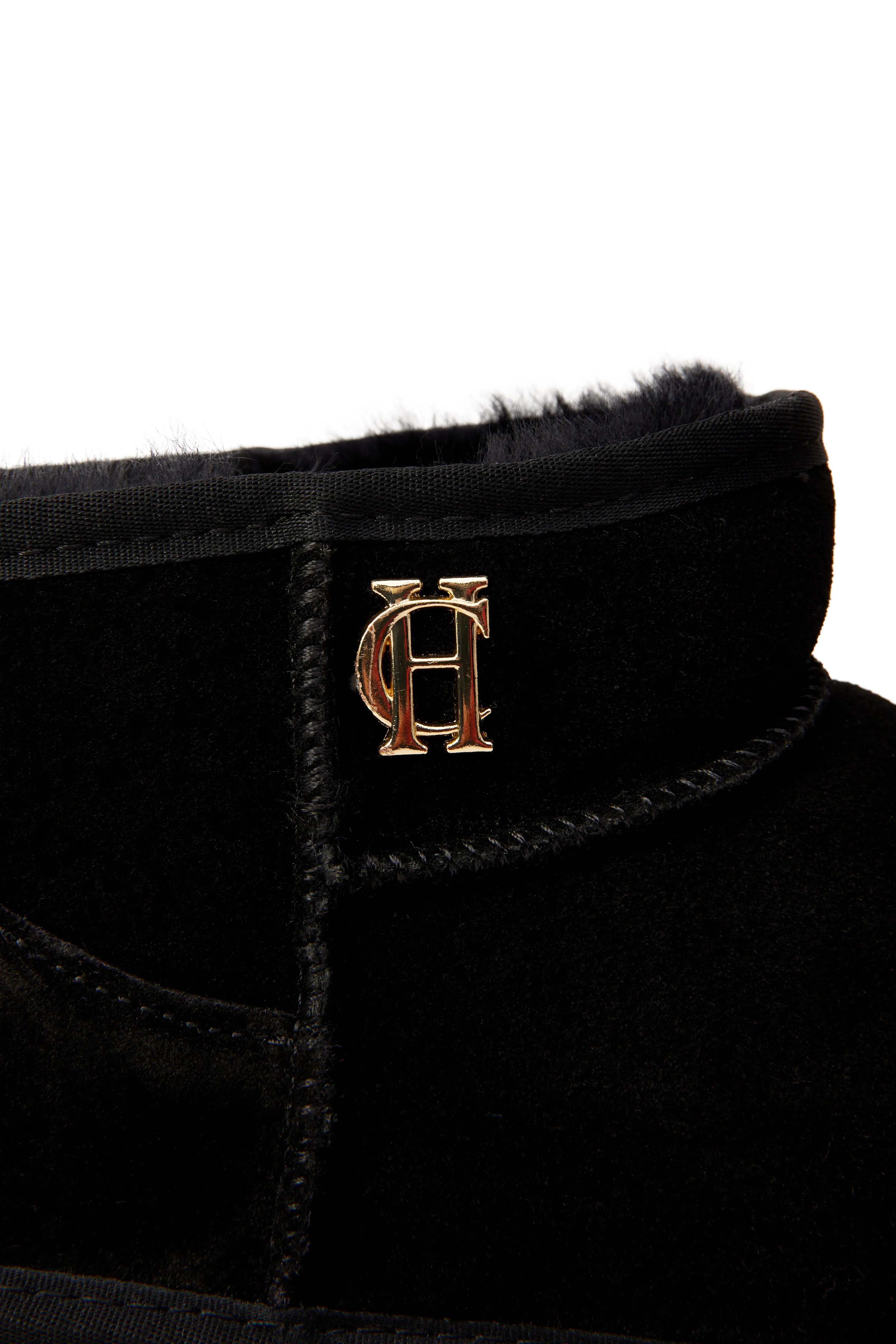 Holland Cooper Ultra Mini Shearling Boot in Black