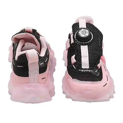 Hopscotch Girls PU and Mesh Text Print Athletic Shoes in Pink Color UK:5.5 (VBB-4402330)