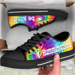 Hummingbird Tie Dye Canvas Low Top Shoes, Animal Print Canvas Shoes, Print On Canvas Shoes