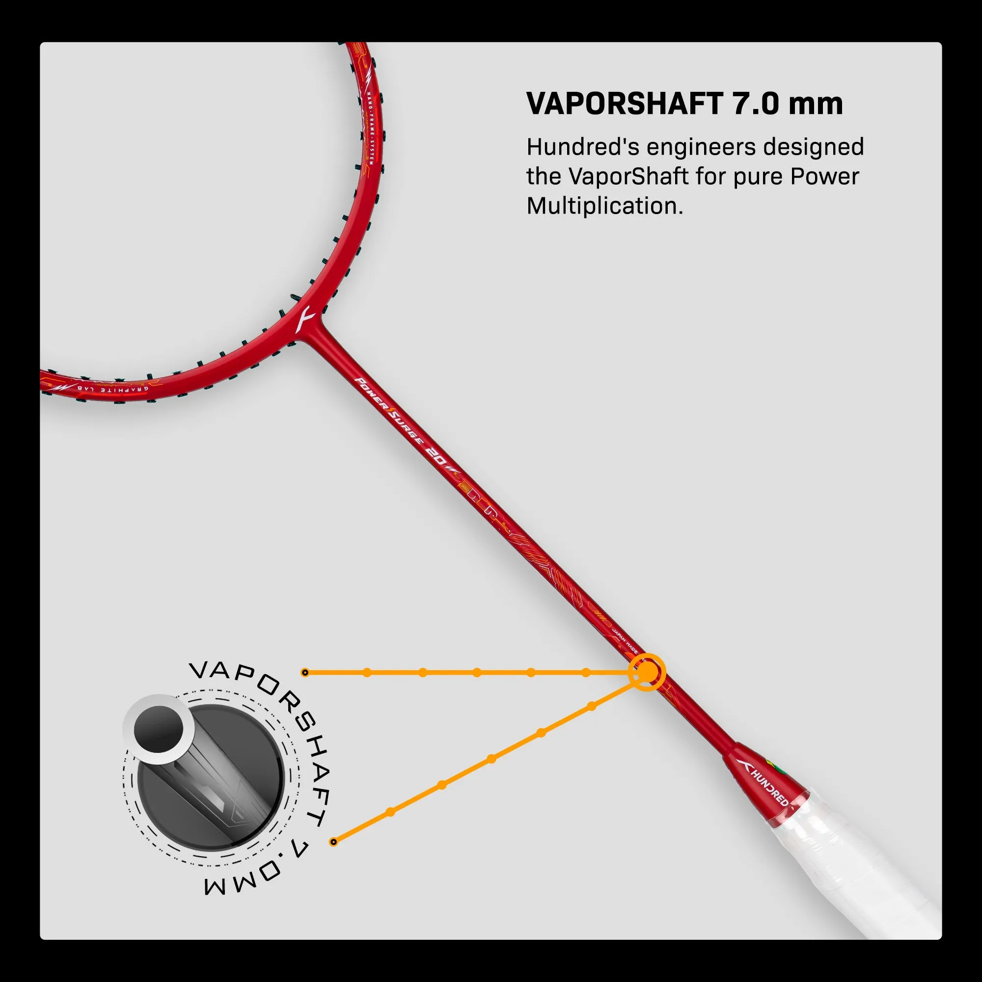 Hundred Power Surge 20 Strung Badminton Racquet (Red)