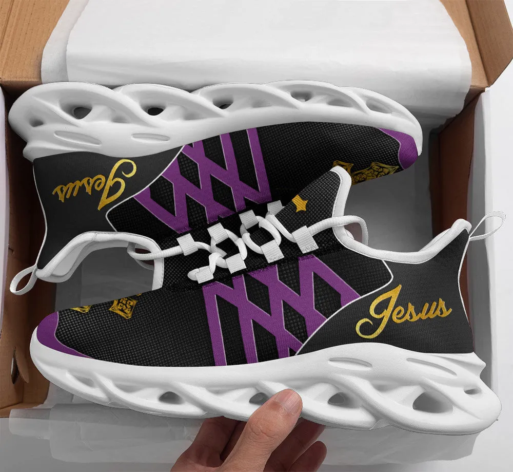 Jesus Running Sneakers Purple Max Soul Shoes - Christian Shoes For Men And Women