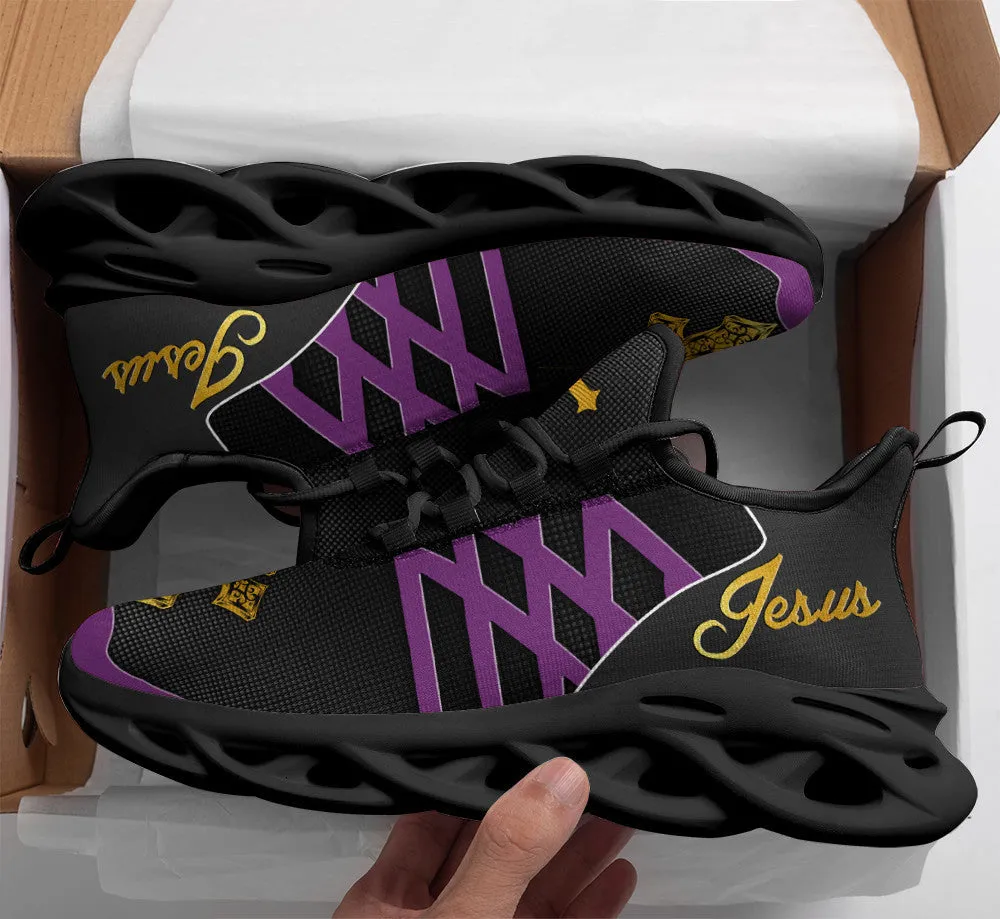 Jesus Running Sneakers Purple Max Soul Shoes - Christian Shoes For Men And Women