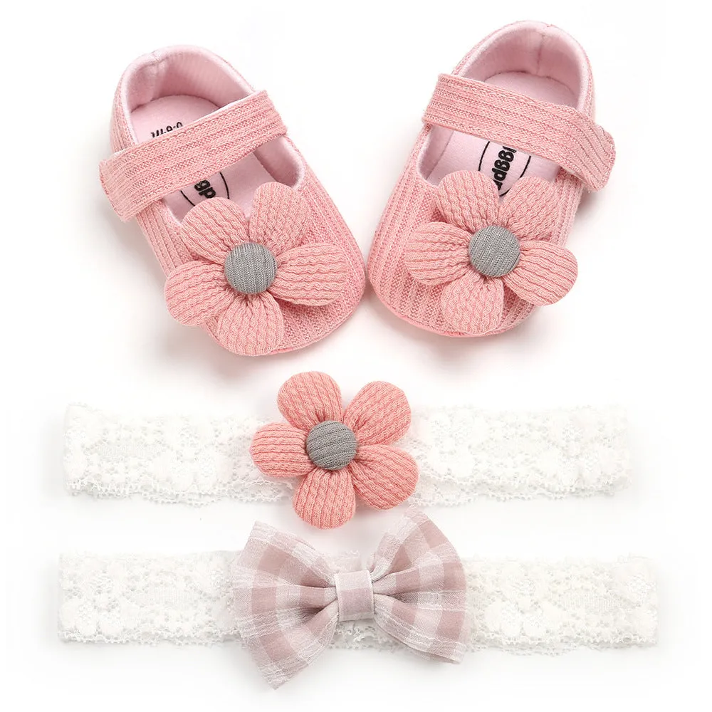 Just Flowers Soft-Sole Shoes & Matching Headband Set