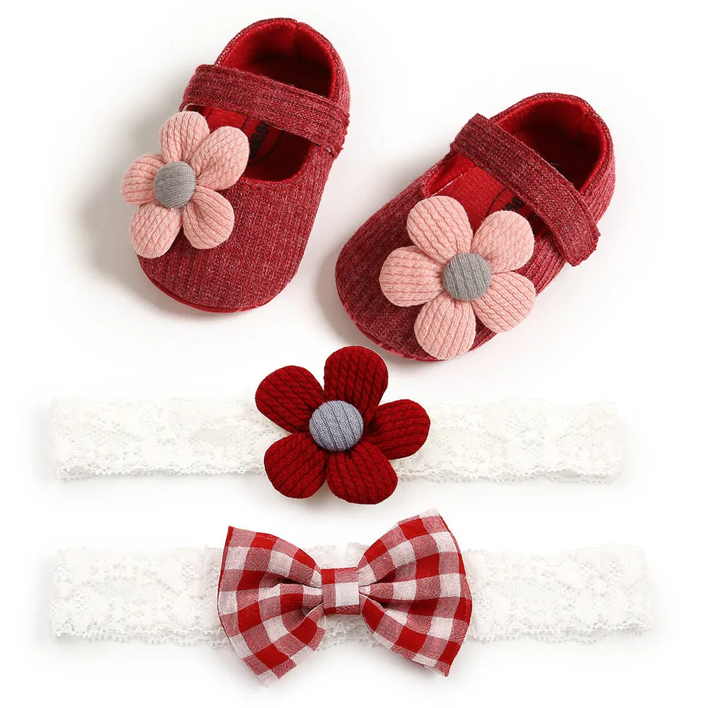 Just Flowers Soft-Sole Shoes & Matching Headband Set