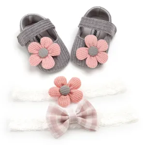 Just Flowers Soft-Sole Shoes & Matching Headband Set