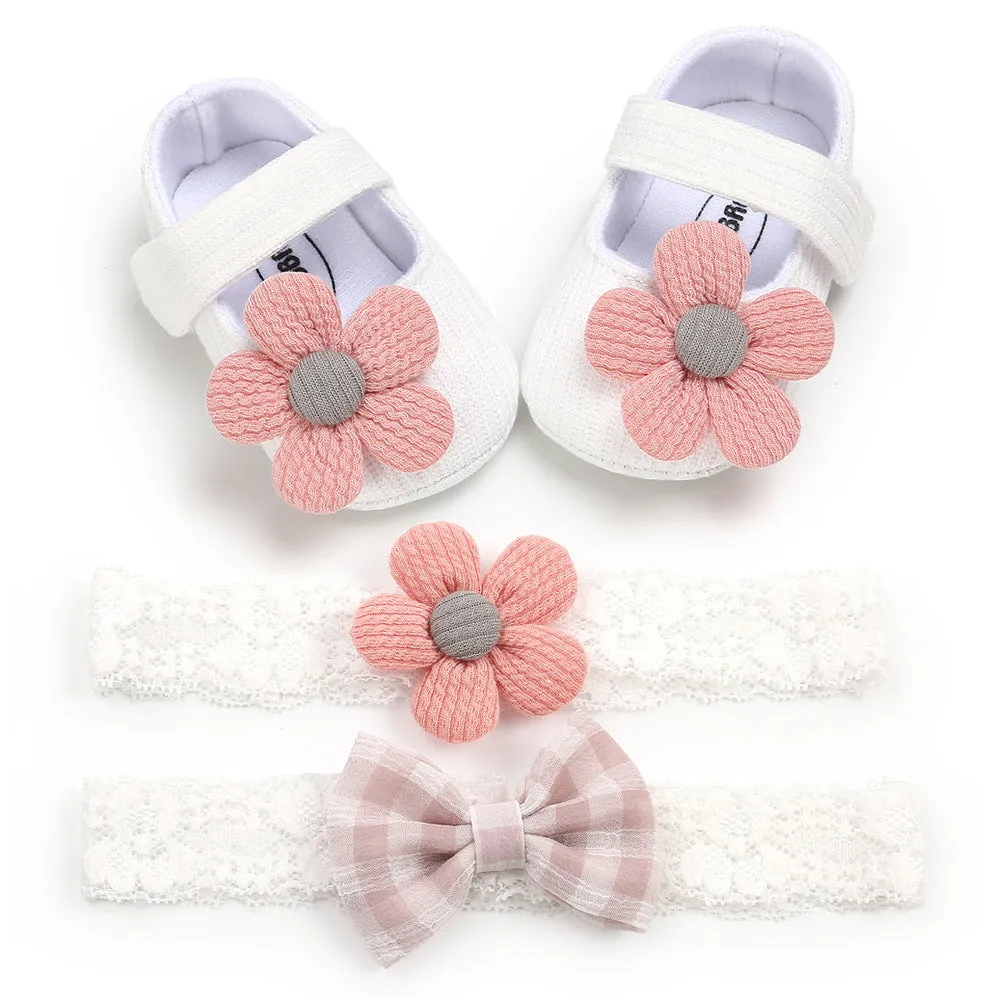 Just Flowers Soft-Sole Shoes & Matching Headband Set