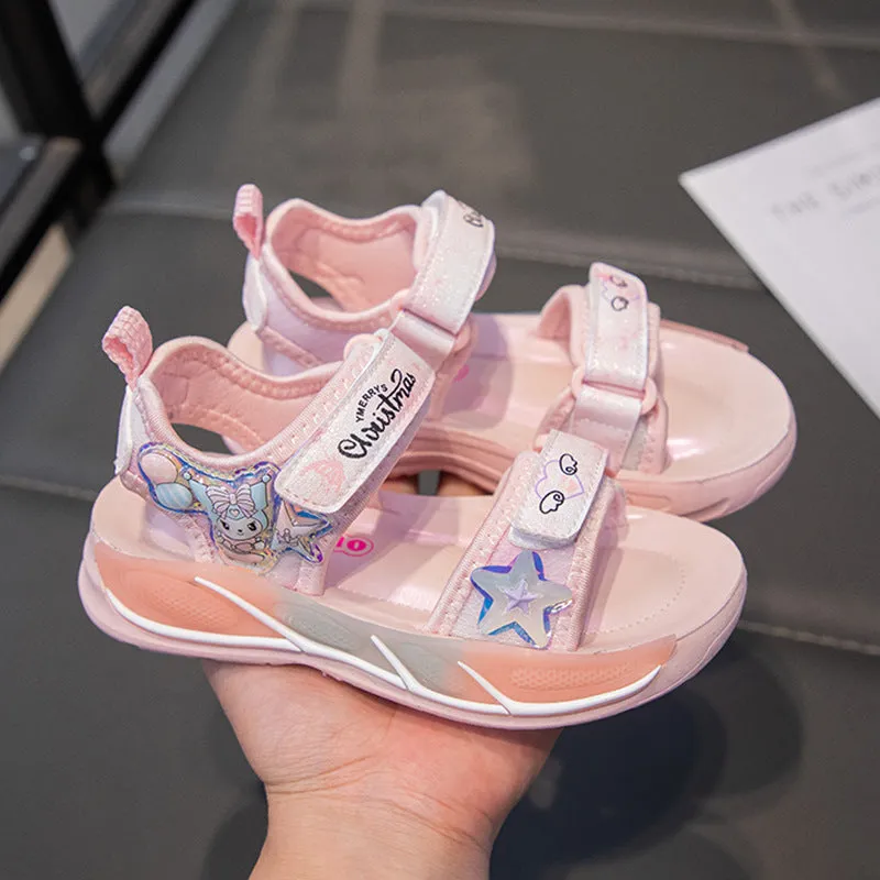 KAMAMES Children's Sandals Girls' Beach Shoes Summer New Internet Celebrity Girl Princess Shoes Non-Slip Soft Bottom Baby Sports Sandals