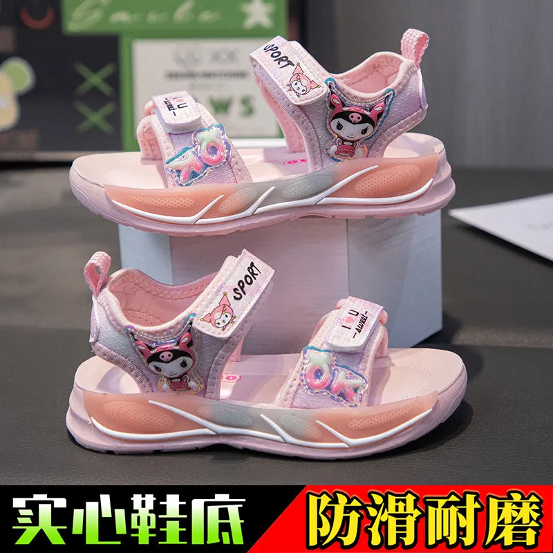 KAMAMES Children's Sandals Girls' Beach Shoes Summer New Internet Celebrity Girl Princess Shoes Non-Slip Soft Bottom Baby Sports Sandals