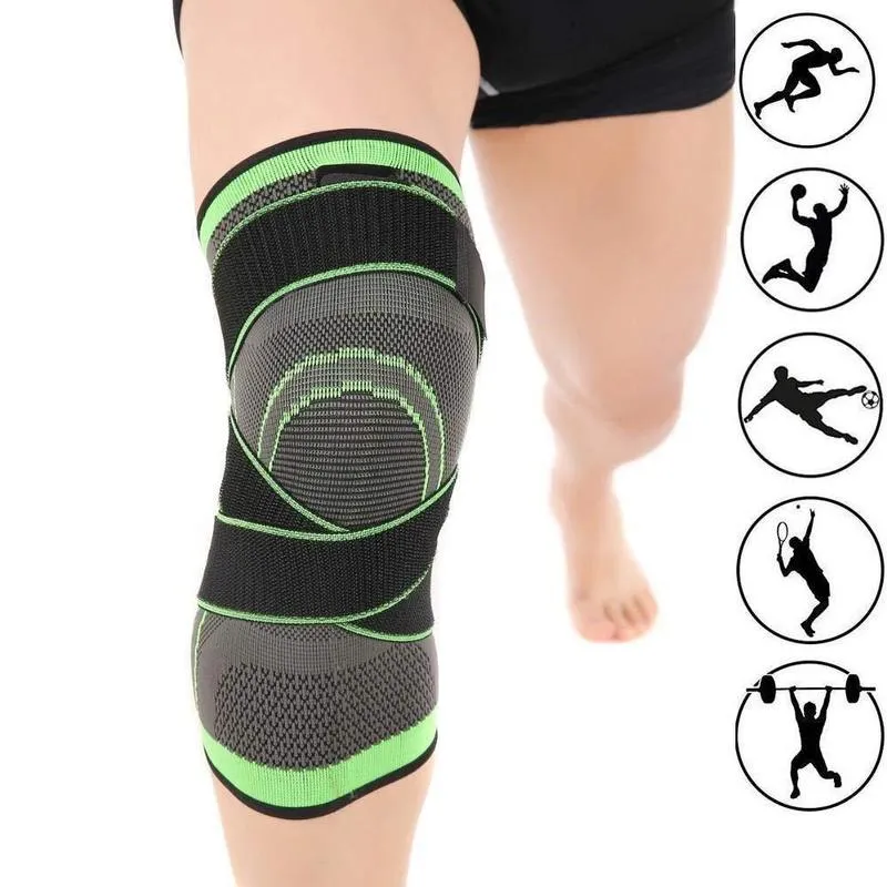 Knee brace with adjustable strap for pain relief