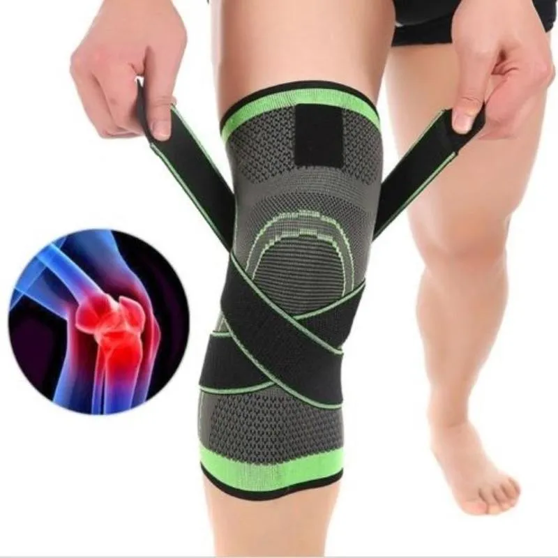 Knee brace with adjustable strap for pain relief