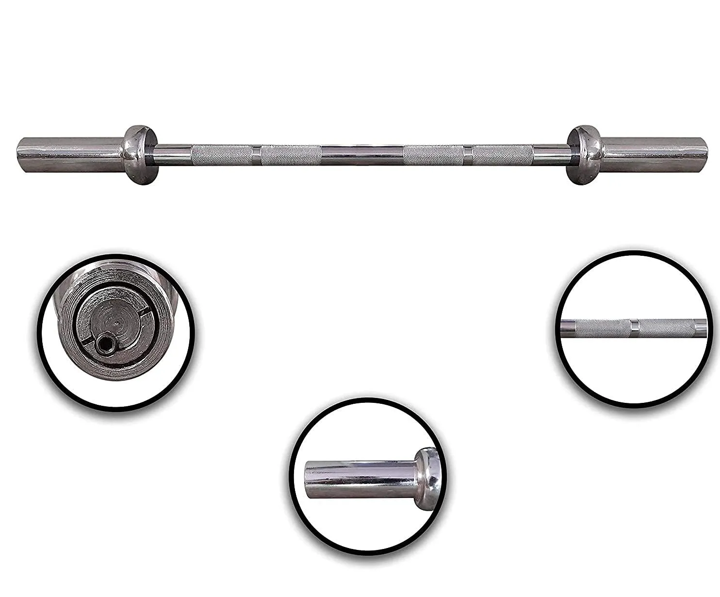 Konark Fitness 6 Feet Straight Olympic Barbell/Rod (Bearing) Heavy Weight Lifting for Gym Fitness Workout (30 mm Internal Dia & 50mm Outer Dia) with Two Springs Side Locks