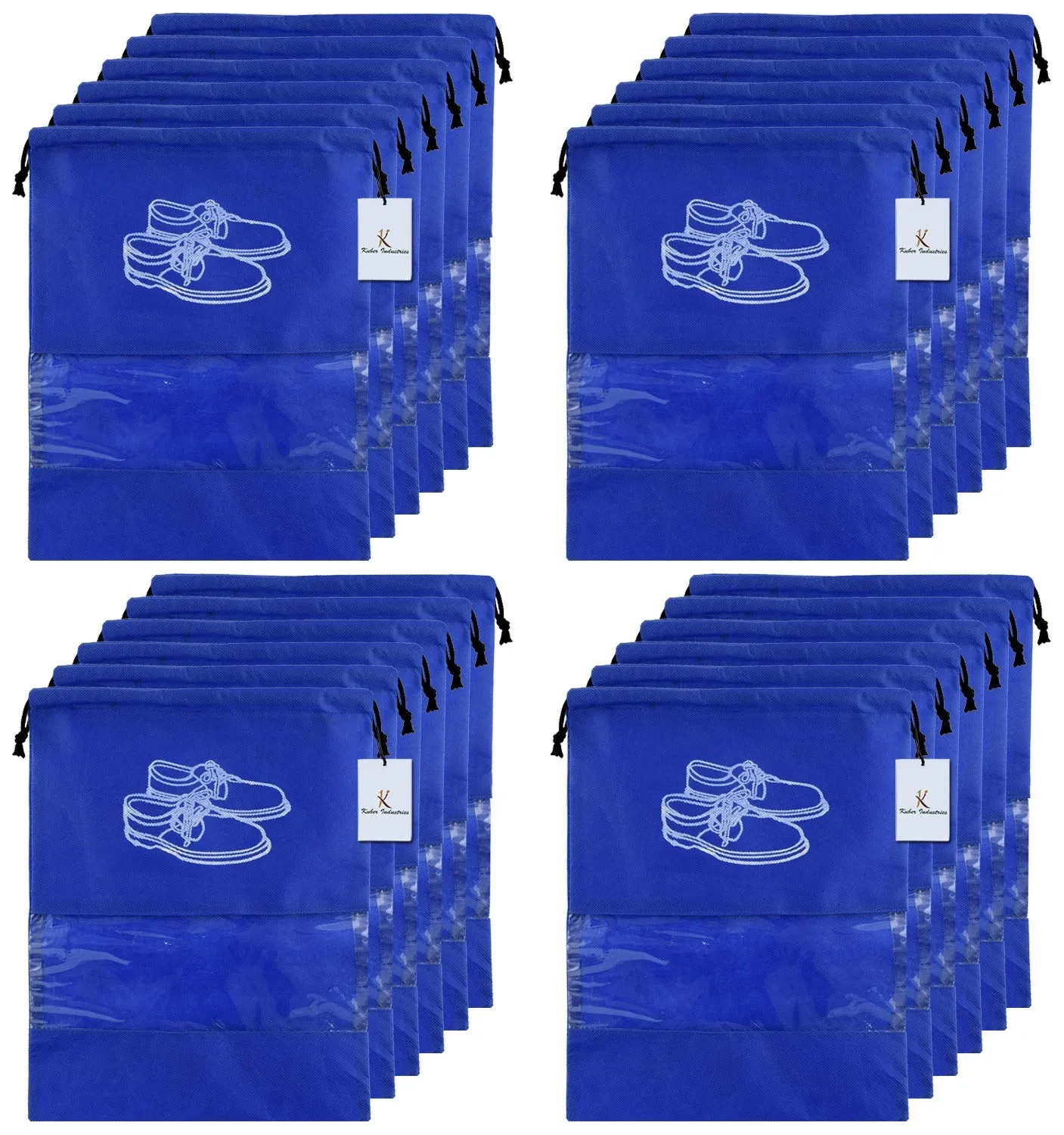 Kuber Industries 24 Piece Non Woven Travel Shoe Cover, String Bag Organizer, Royal Blue -CTMTC39493