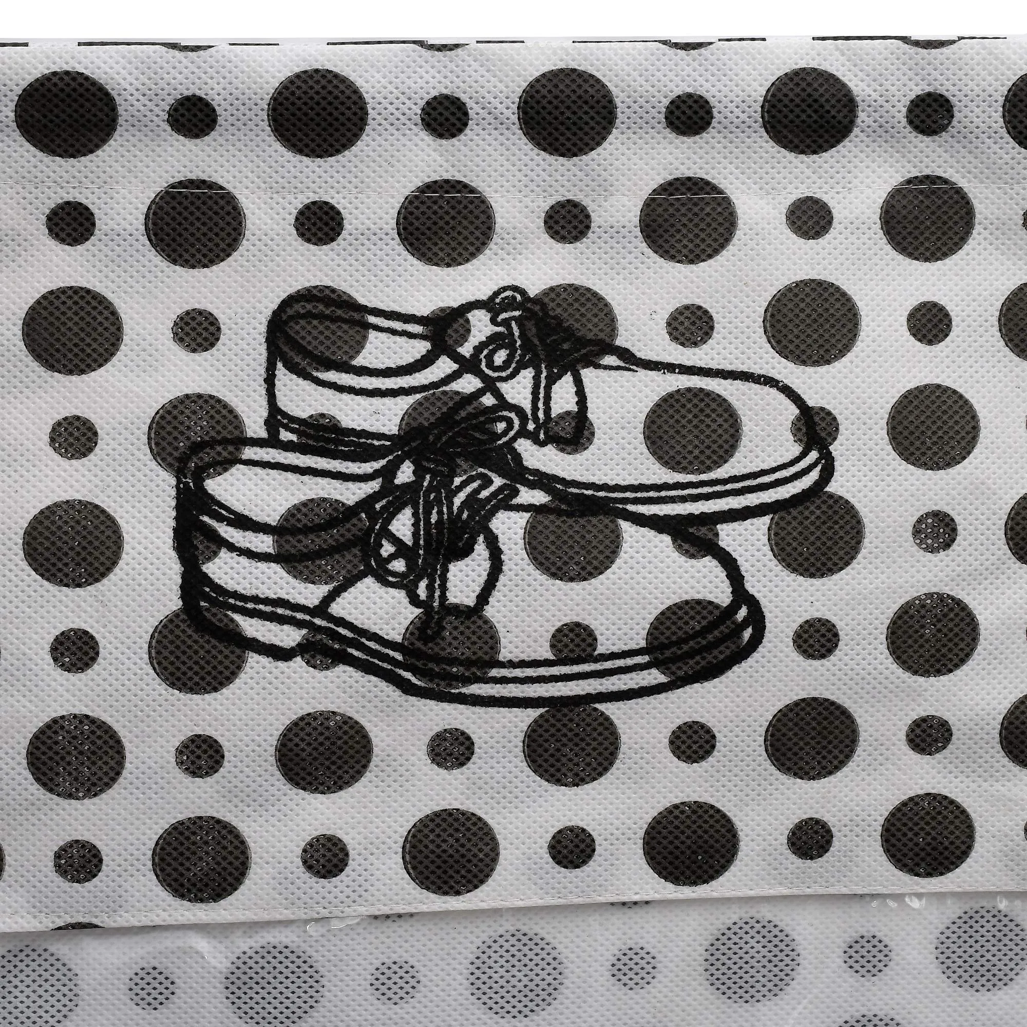 Kuber Industries Polka Dots Design 12 Piece Non Woven Travel Shoe Organizer Space Saving Fabric Storage Bags Organizer (Black & White)-KUBMART1030