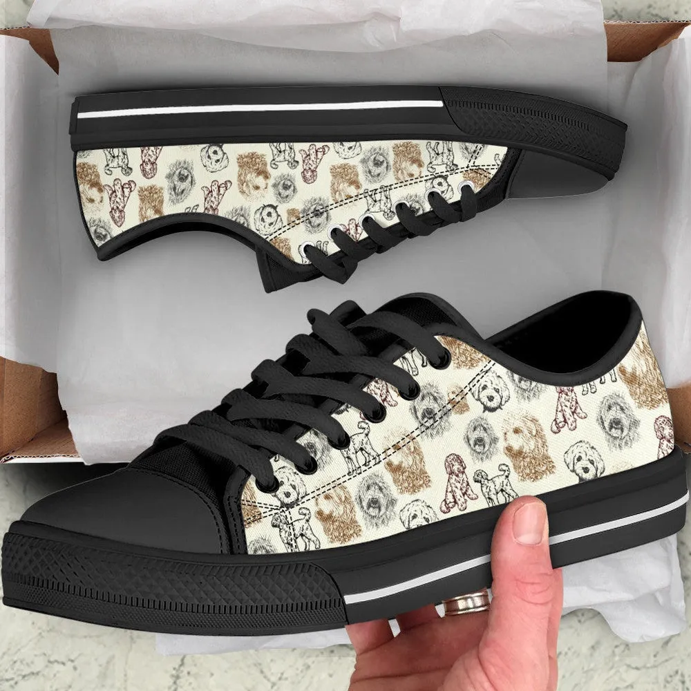 Labradoodle Low Top Shoes - Low Top Sneaker, Dog Printed Shoes, Canvas Shoes For Men, Women