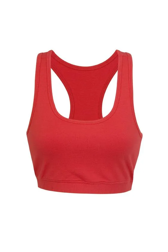 Ladies Gym Y-Back Crop Top - Red