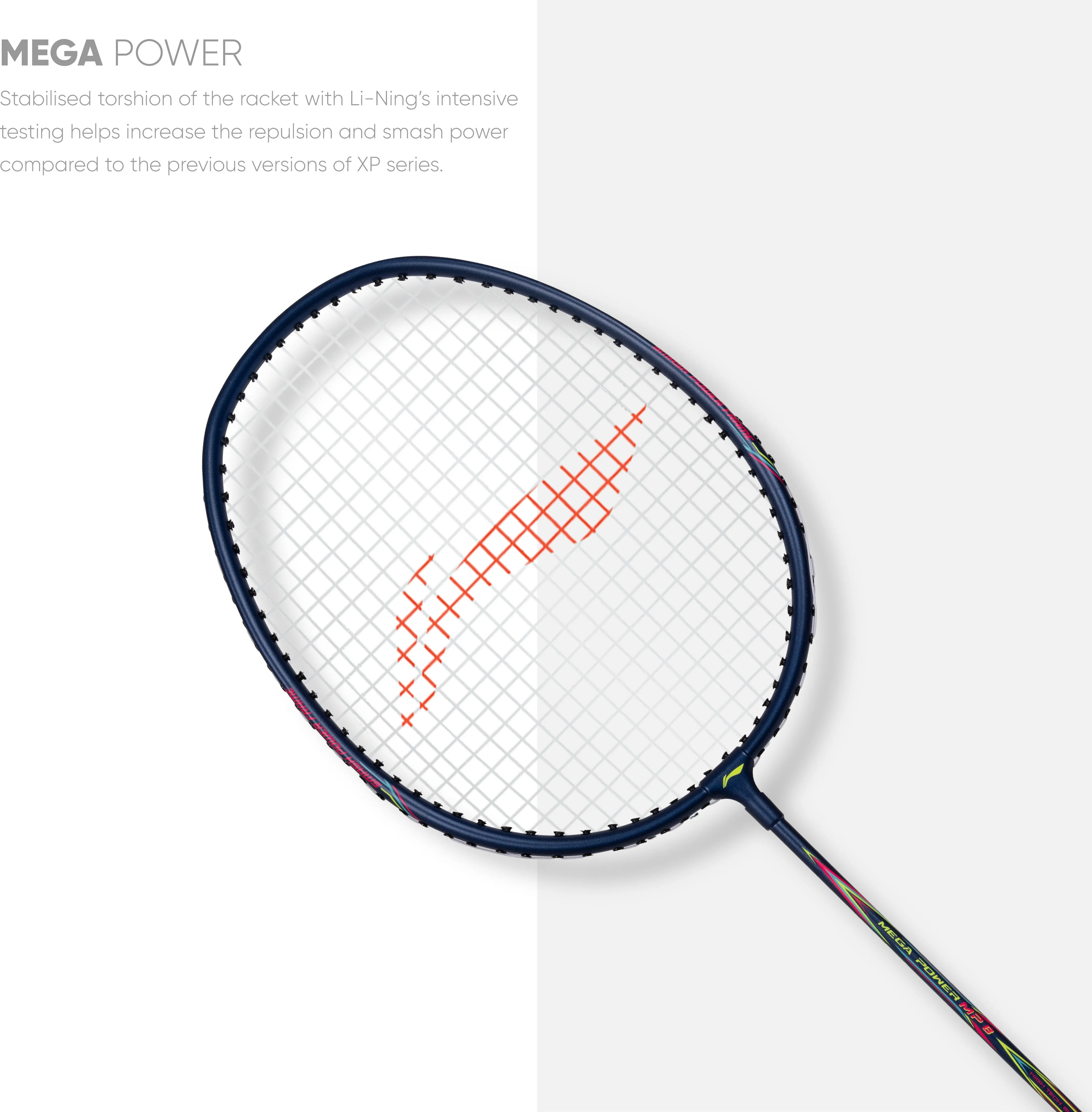 Li-Ning Mega Power 8 Strung Badminton Racquet (Blue)