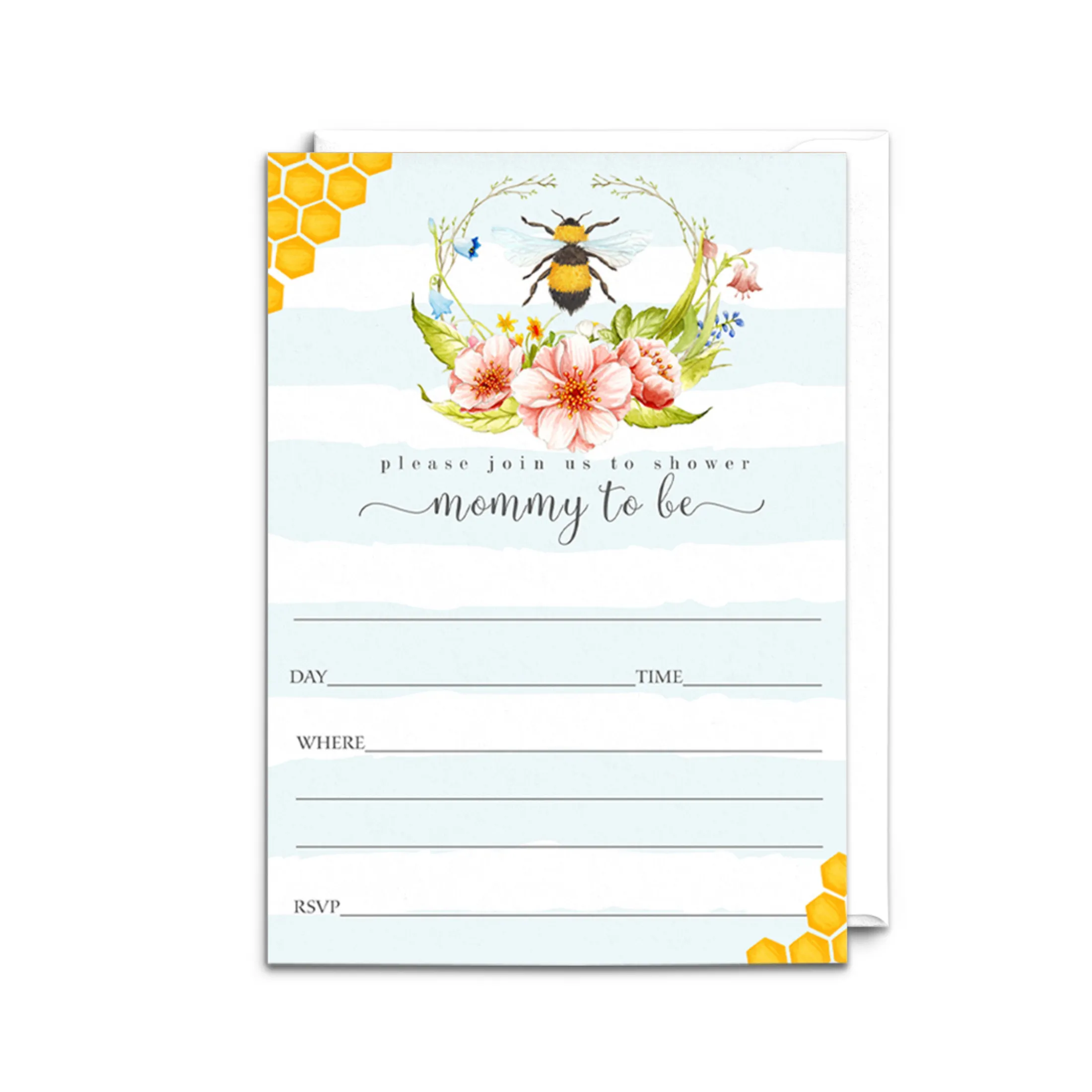 Mama Bee Baby Shower Invites - 25ct, Customizable, 5x7