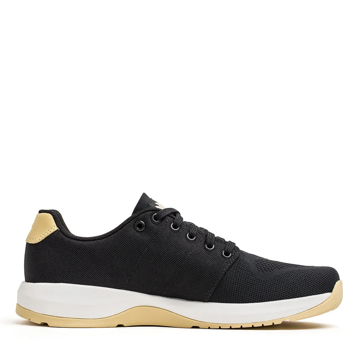 Men’s Ballistic Trainers - Black   White   Gold W/ Gold Reflective Spearhead