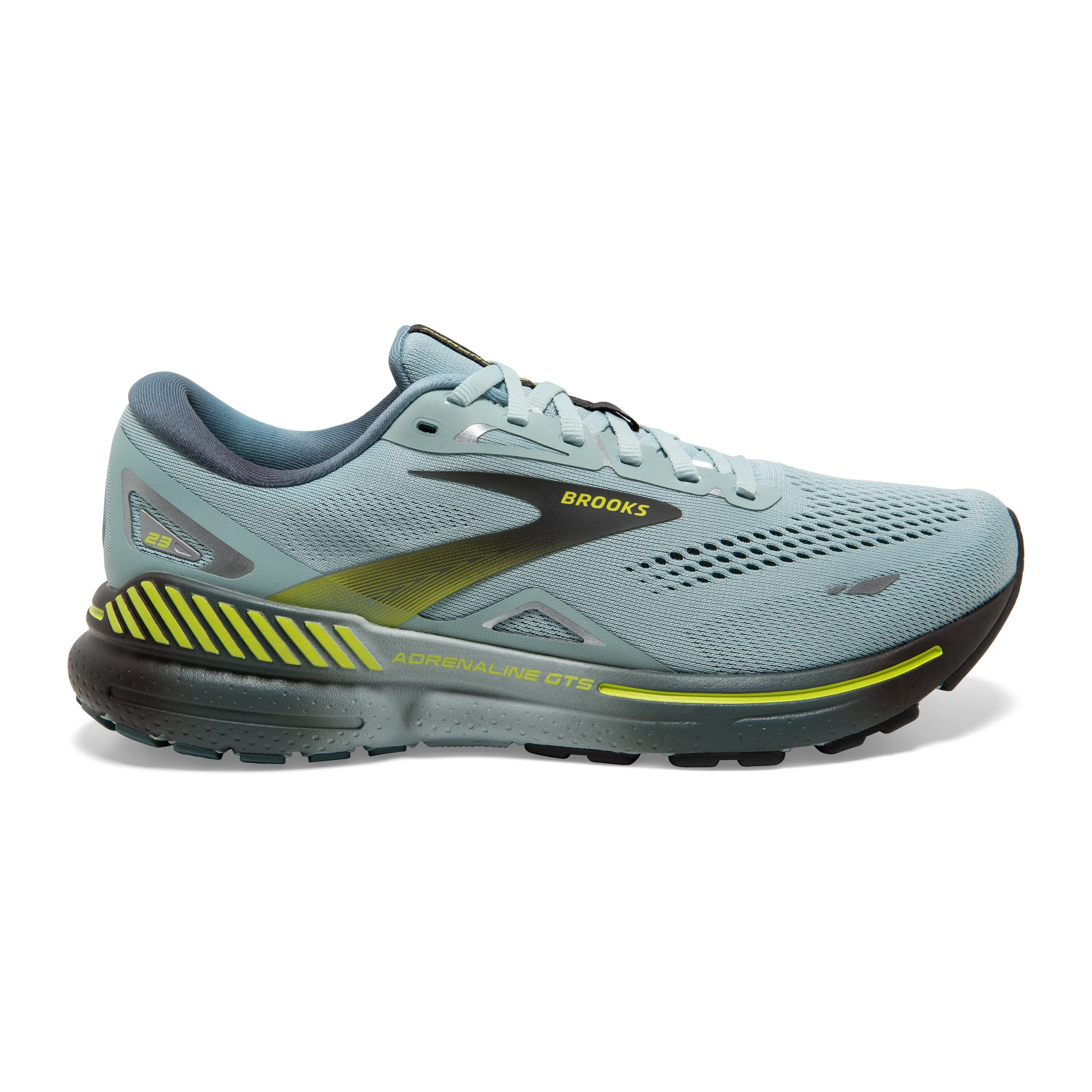 Men's Brooks Adrenaline GTS 23 Color: Cloud Blue/Goblin Blue/Lime