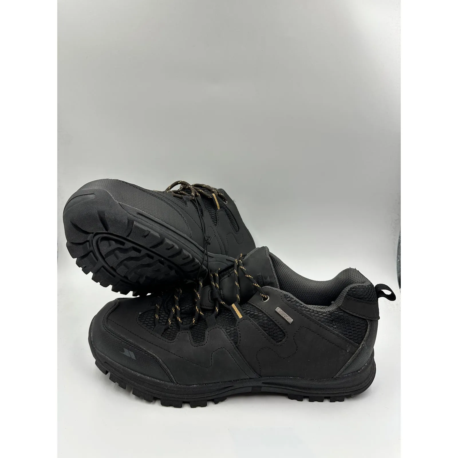 Men's Size 13, Low Top Synthetic and Mesh All Black Hikers with Rugged Tread