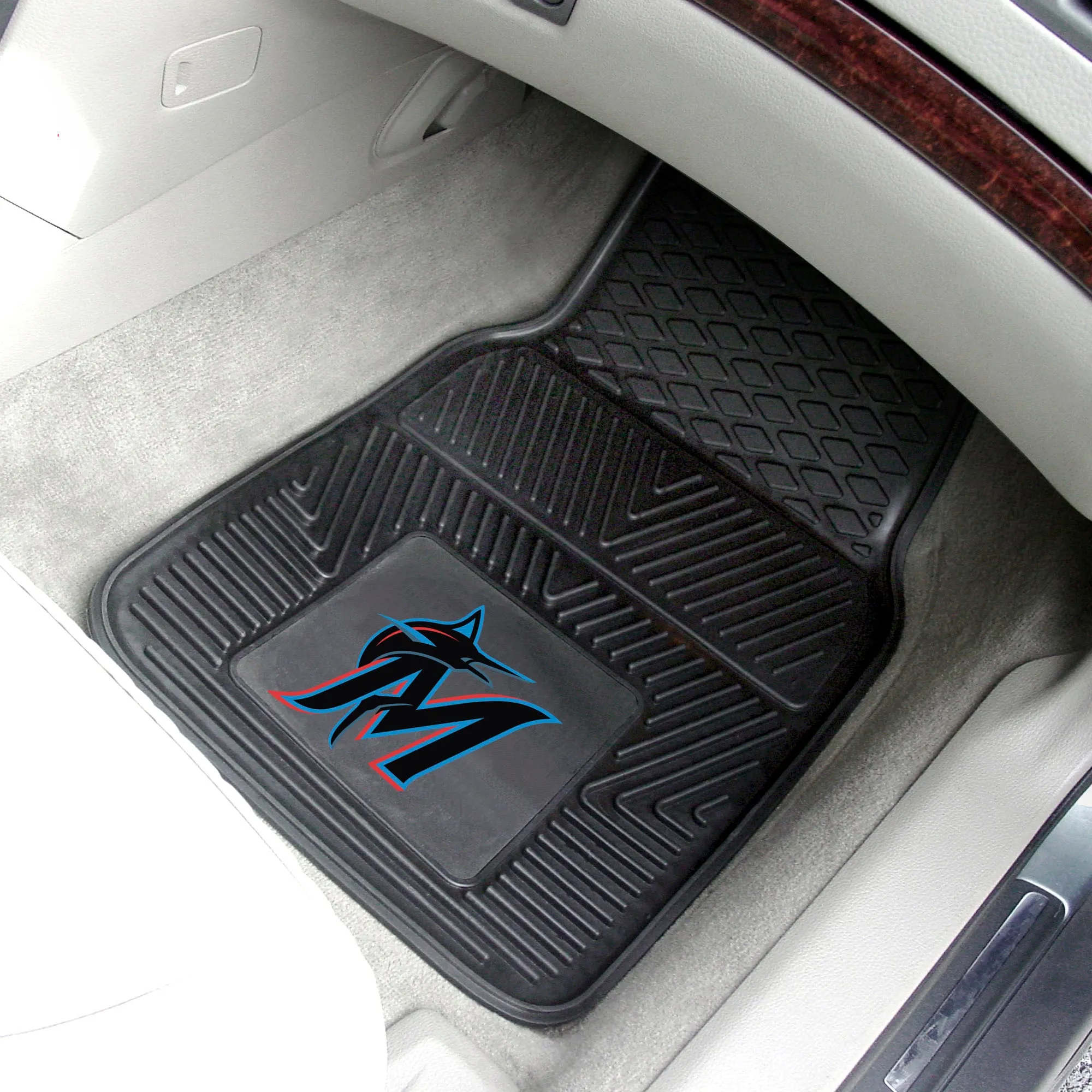 Miami Marlins Heavy Duty Car Mat Set - 2 Pieces