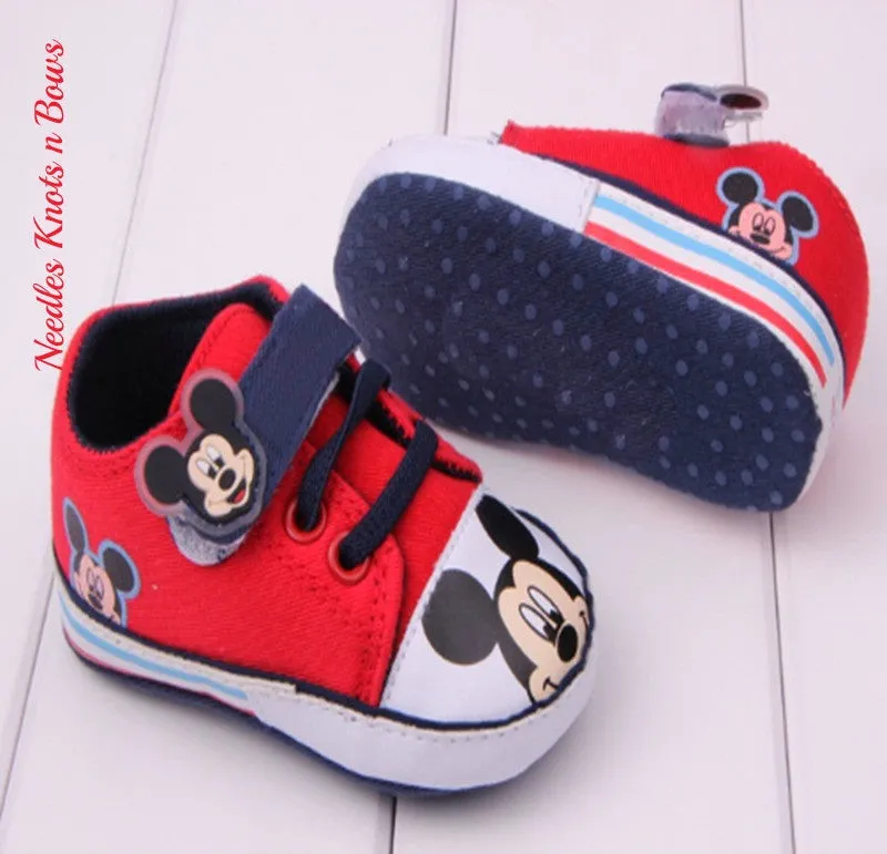 Mickey Mouse Canvas Pre Walker Crib Shoes