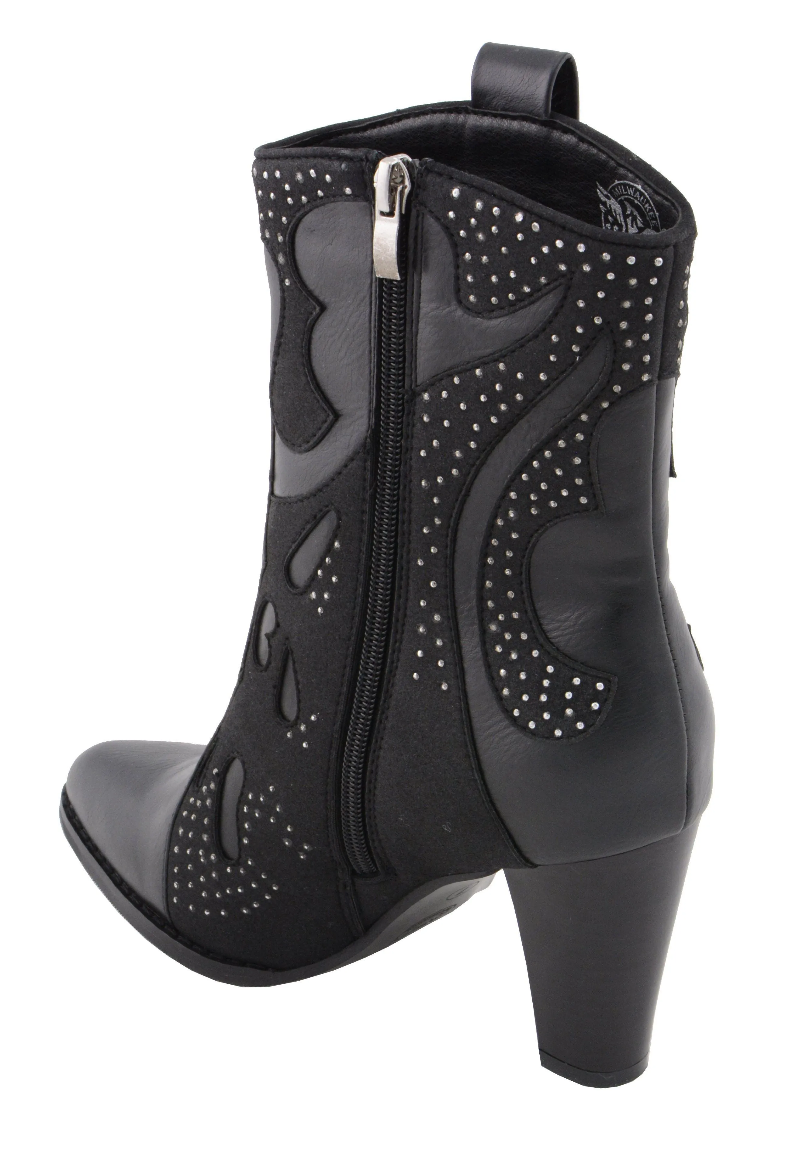 Milwaukee Leather MBL9429 Women's Black Western Style Fashion Casual Boots with Studded Bling