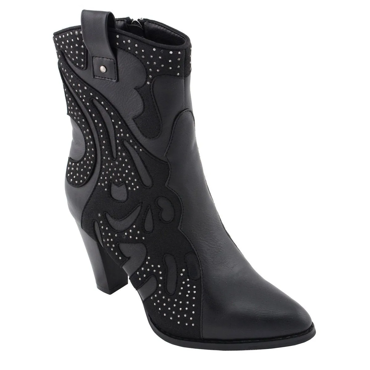 Milwaukee Leather MBL9429 Women's Black Western Style Fashion Casual Boots with Studded Bling