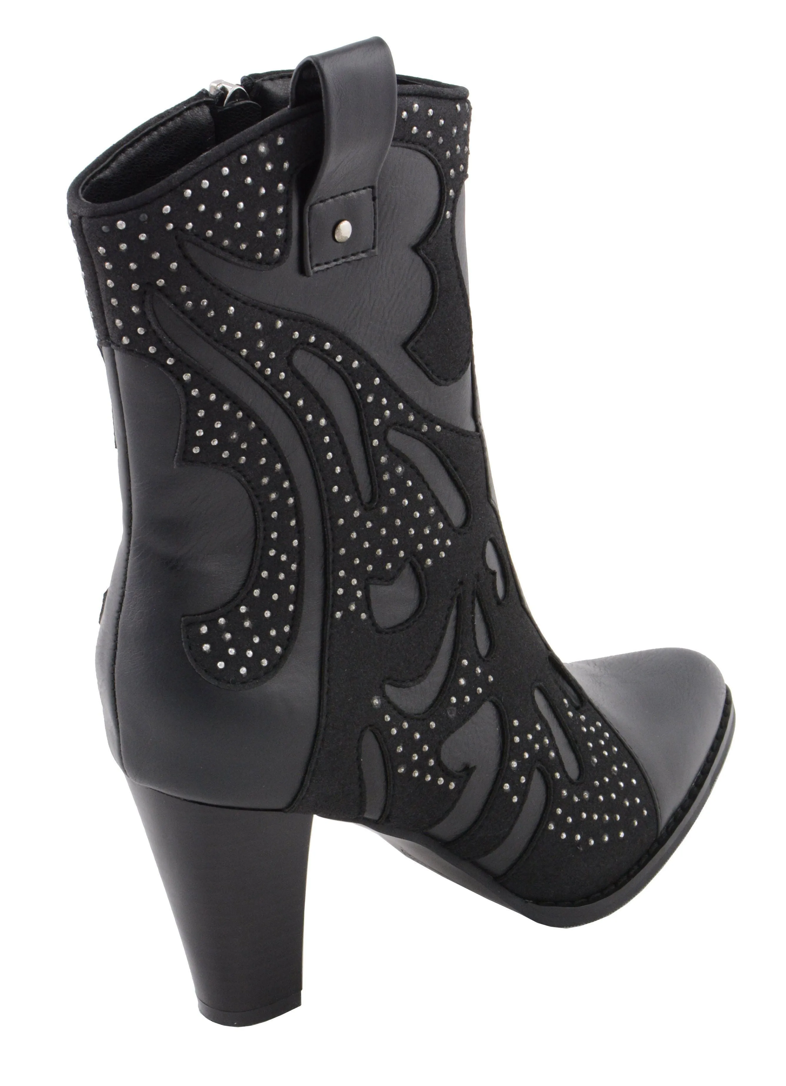 Milwaukee Leather MBL9429 Women's Black Western Style Fashion Casual Boots with Studded Bling