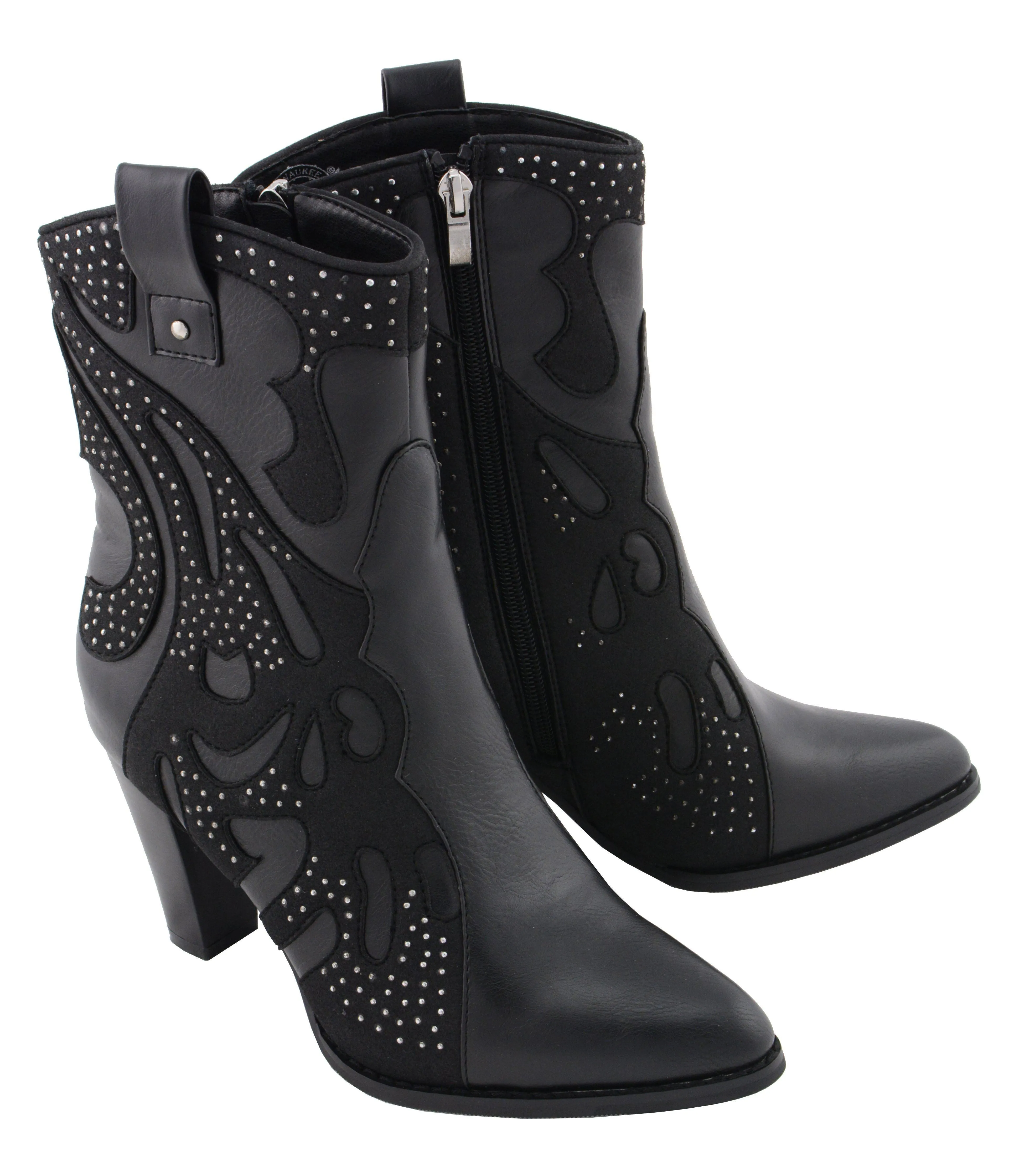 Milwaukee Leather MBL9429 Women's Black Western Style Fashion Casual Boots with Studded Bling