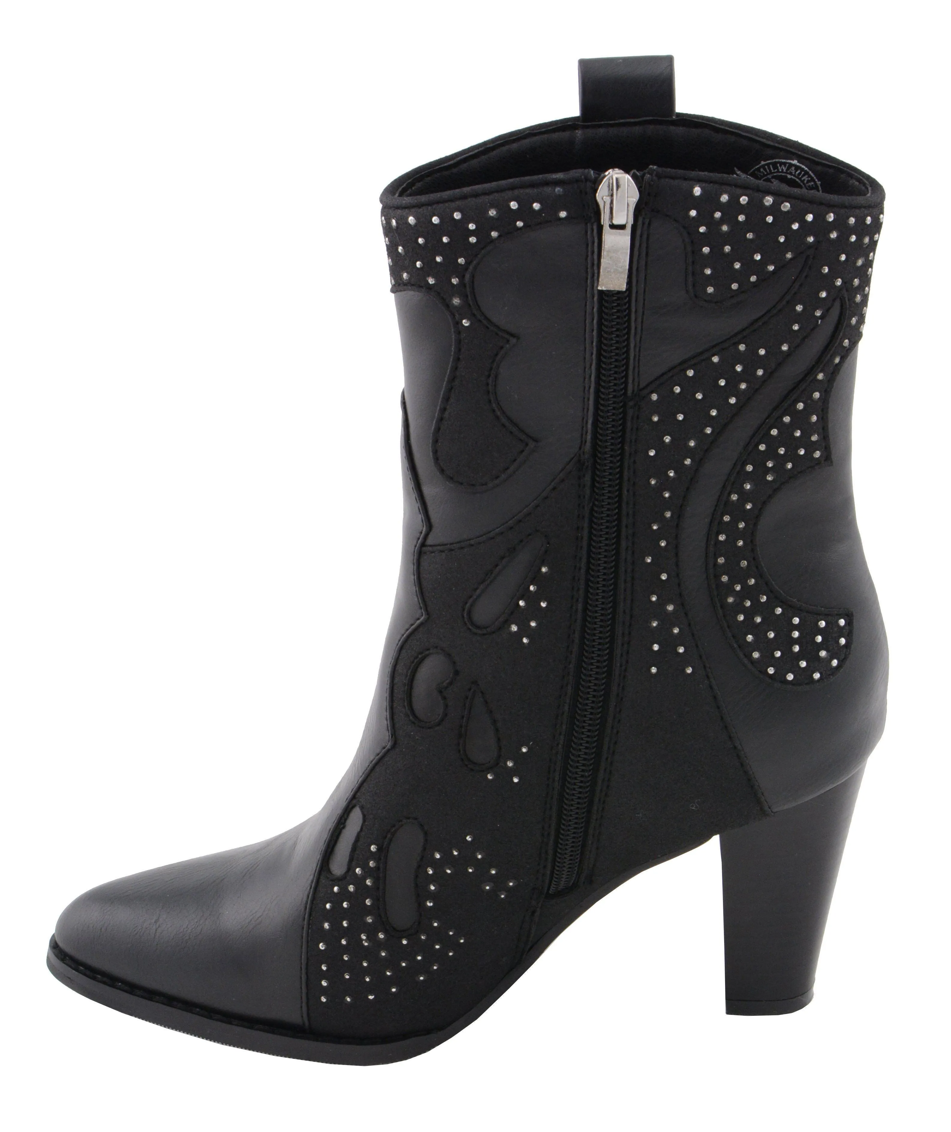 Milwaukee Leather MBL9429 Women's Black Western Style Fashion Casual Boots with Studded Bling