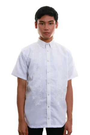 ML06 - Jusilyn Short-Sleeve Full-Open White Barong Tagalog