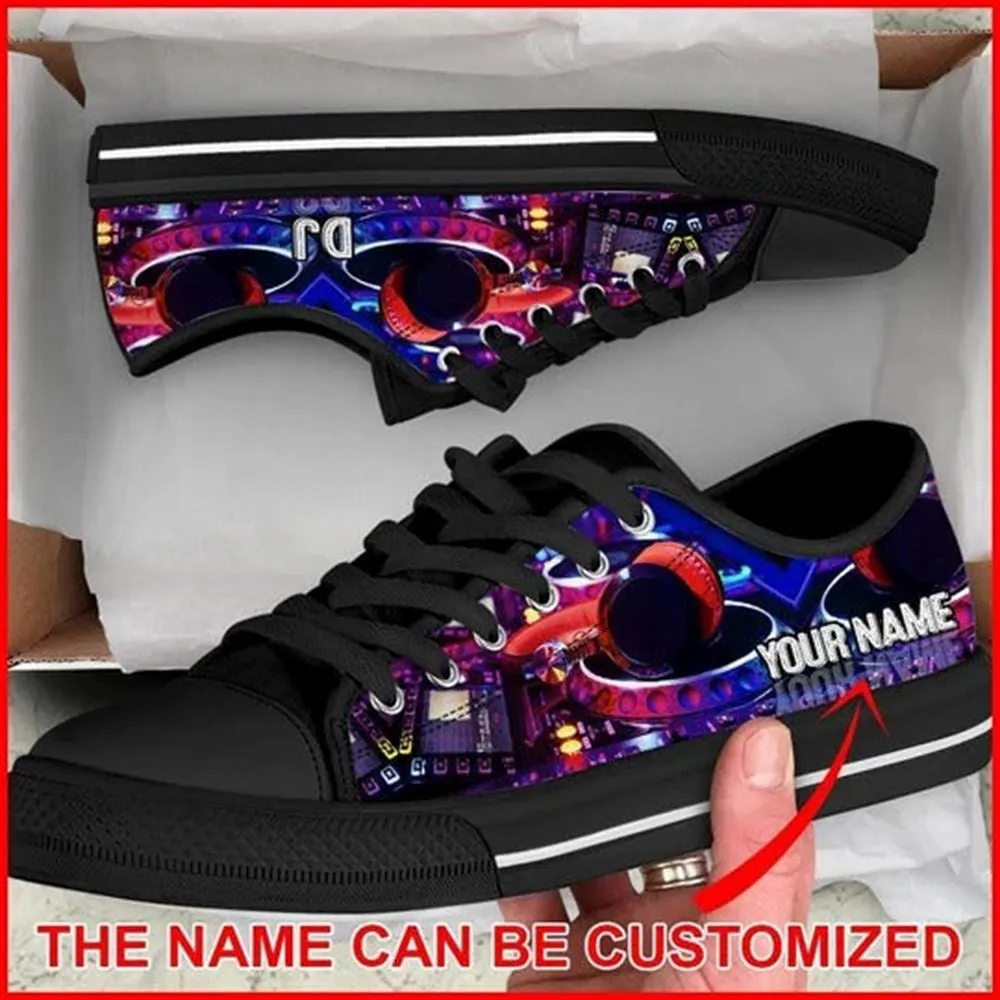 Music DJ Light Personalized Canvas Low Top Shoes, Custom Canvas Shoes, Best Canvas Shoes