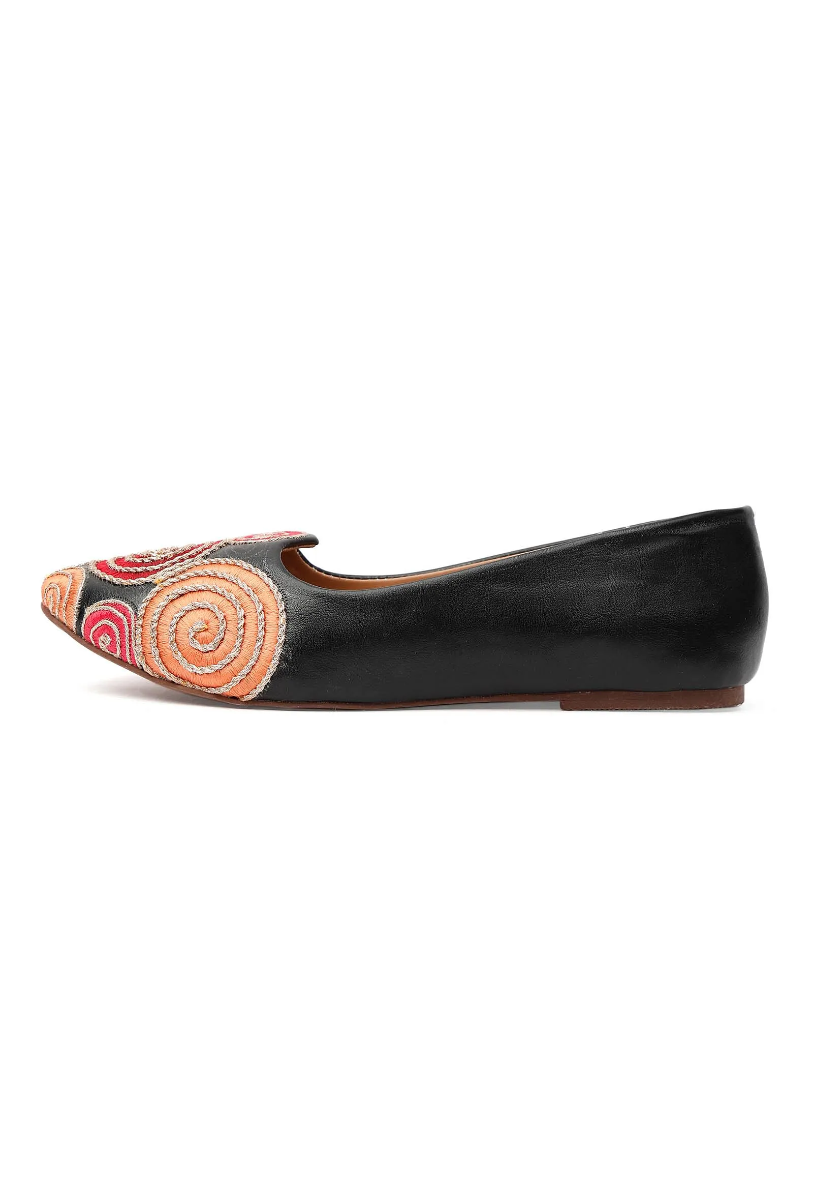 Onyx Black Multicolor Spiral Cruelty Free Leather Juttis